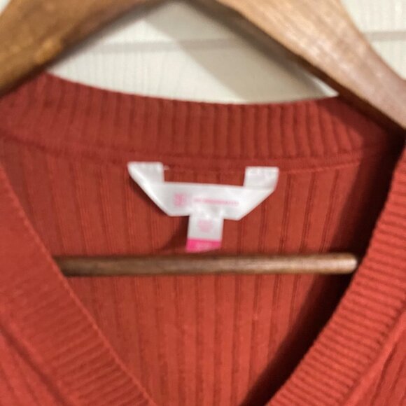 No Boundaries Womens Juniors Rust Orange Ribbed Popover Long Sleeve Blouse Small - Picture 2 of 5
